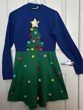 Mighty Fine | Dresses | Mighty Fine Green Christmas Tree Pom Pom Long Sleeve Dress